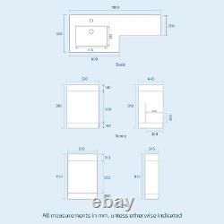 Debra Bathroom White L-Shape LH Basin Vanity Unit BTW WC Toilet 1100mm