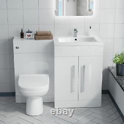 Debra Bathroom White L-Shape RH Basin Vanity Unit BTW WC Toilet 1100mm