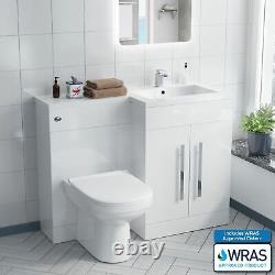 Debra Bathroom White L-Shape RH Basin Vanity Unit BTW WC Toilet 1100mm