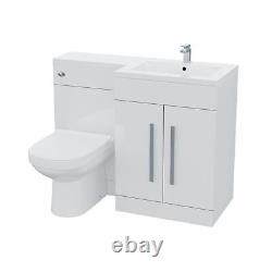 Debra Bathroom White L-Shape RH Basin Vanity Unit BTW WC Toilet 1100mm