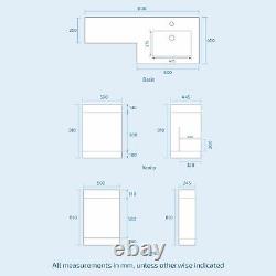 Debra Bathroom White L-Shape RH Basin Vanity Unit BTW WC Toilet 1100mm