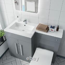 Debra Light Grey L-Shape LH Basin Vanity Unit BTW WC Toilet 1100mm