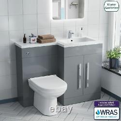 Debra Light Grey L-Shape RH Basin Vanity Unit BTW WC Toilet 1100mm