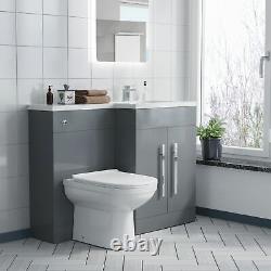 Debra Light Grey L-Shape RH Basin Vanity Unit BTW WC Toilet 1100mm