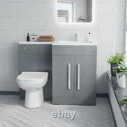 Debra Light Grey L-Shape RH Basin Vanity Unit BTW WC Toilet 1100mm