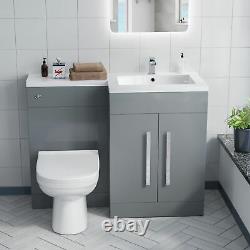 Debra Light Grey L-Shape RH Basin Vanity Unit BTW WC Toilet 1100mm