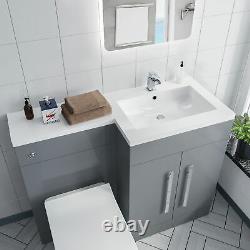 Debra Light Grey L-Shape RH Basin Vanity Unit BTW WC Toilet 1100mm