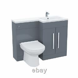 Debra Light Grey L-Shape RH Basin Vanity Unit BTW WC Toilet 1100mm