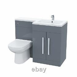 Debra Light Grey L-Shape RH Basin Vanity Unit BTW WC Toilet 1100mm