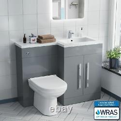 Debra Light Grey L-Shape RH Basin Vanity Unit BTW WC Toilet 1100mm