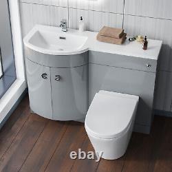 Dene 1100mm LH Back To Wall toilet, Soft Close Toilet & Resin Basin Light Grey