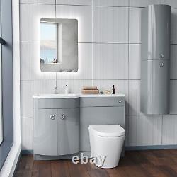 Dene 1100mm LH Back To Wall toilet, Soft Close Toilet & Resin Basin Light Grey