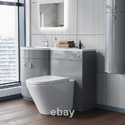 Dene 1100mm LH Back To Wall toilet, Soft Close Toilet & Resin Basin Light Grey