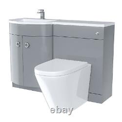 Dene 1100mm LH Back To Wall toilet, Soft Close Toilet & Resin Basin Light Grey