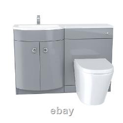 Dene 1100mm LH Back To Wall toilet, Soft Close Toilet & Resin Basin Light Grey