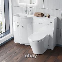 Dene 1100mm LH Back To Wall toilet, Soft Close Toilet & Resin Basin White