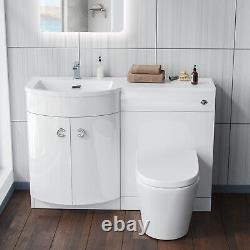 Dene 1100mm LH Back To Wall toilet, Soft Close Toilet & Resin Basin White