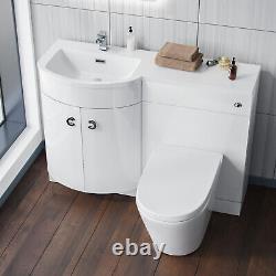 Dene 1100mm LH Back To Wall toilet, Soft Close Toilet & Resin Basin White