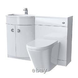 Dene 1100mm LH Back To Wall toilet, Soft Close Toilet & Resin Basin White