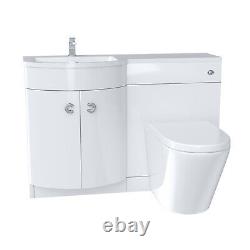 Dene 1100mm LH Back To Wall toilet, Soft Close Toilet & Resin Basin White