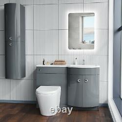 Dene 1100mm RH Back To Wall toilet, Soft Close Toilet & Resin Basin Grey