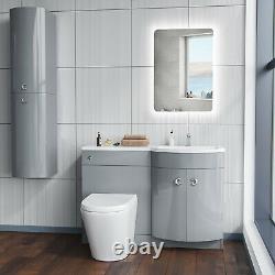 Dene 1100mm RH Back To Wall toilet, Soft Close Toilet & Resin Basin Light Grey