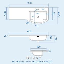 Dene 1100mm RH Back To Wall toilet, Soft Close Toilet & Resin Basin Light Grey