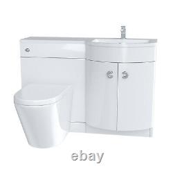 Dene 1100mm RH Back To Wall toilet, Soft Close Toilet & Resin Basin White