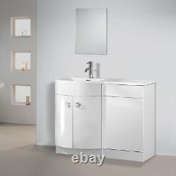 Dene LH 1100mm Vanity Basin Unit White & Ellis Back to Wall Toilet White