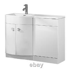 Dene LH 1100mm Vanity Basin Unit White & Ellis Back to Wall Toilet White