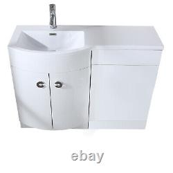 Dene LH 1100mm Vanity Basin Unit White & Ellis Back to Wall Toilet White