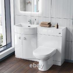 Dene LH 1100mm Vanity Basin Unit White & Eslo Back to Wall Toilet White