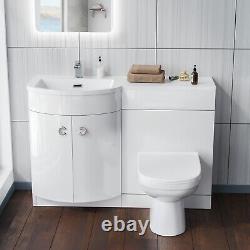 Dene LH 1100mm Vanity Basin Unit White & Eslo Back to Wall Toilet White