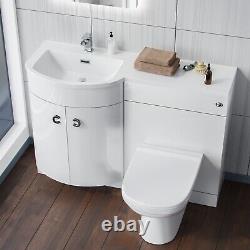 Dene LH 1100mm Vanity Basin Unit White & Eslo Back to Wall Toilet White