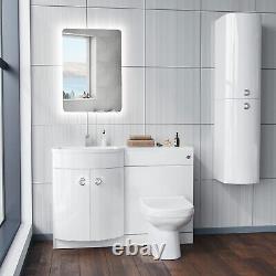 Dene LH 1100mm Vanity Basin Unit White & Eslo Back to Wall Toilet White