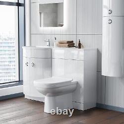 Dene LH 1100mm Vanity Basin Unit White & Eslo Back to Wall Toilet White