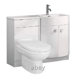 Dene LH 1100mm Vanity Basin Unit White & Welbourne Back to Wall Toilet White