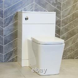 Denver White Gloss Bathroom BTW WC Unit Eco Dual Chrome Flush Concealed Cistern