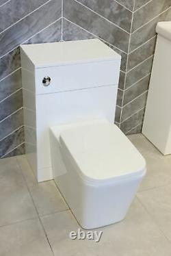 Denver White Gloss Bathroom BTW WC Unit Eco Dual Chrome Flush Concealed Cistern