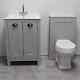 Derby Bathroom Suite Vanity Sink Basin + Wc Toilet Unit Light Grey Oak