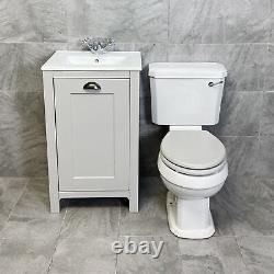 Derby Traditional Light Grey Vanity Unit + Carlton Toilet Set Cloakroom Suite