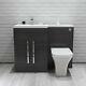 Designer Lh Grey Combi Bathroom Vanity Unit With Basin + Back To Wall Toilet