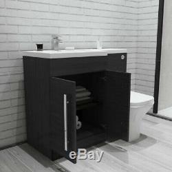 Designer LH Grey Combi Bathroom Vanity Unit with Basin + Back To Wall Toilet
