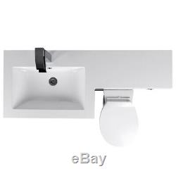 Designer LH White Combi Bathroom Vanity Unit with Basin + Back To Wall Toilet