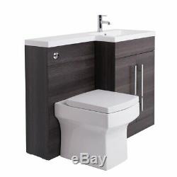 Designer RH Grey Combi Bathroom Vanity Unit with Basin + Back To Wall Toilet