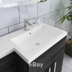 Designer Right Hand Grey Combi Bathroom Vanity Unit & Basin & Back Wall Toilet