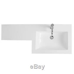 Designer Right Hand Grey Combi Bathroom Vanity Unit & Basin & Back Wall Toilet