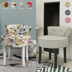 Dressing Table Chair Velvet Vanity Makeup Stool Round Footstool Bedroom Grey