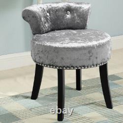 Dressing Table Stool Modern Velvet Makeup Vanity Chair Low Back Piano Seat Grey