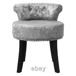 Dressing Table Stool Modern Velvet Makeup Vanity Chair Low Back Piano Seat Grey